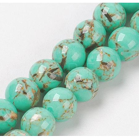 Sea Shell and Synthetic Turquoise Assembled Beads Strands X-G-G758-07-6mm-1