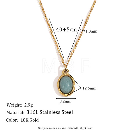 316L Surgical Stainless Steel with Natural Aventurine Pendant Necklaces WGEA815-11-1