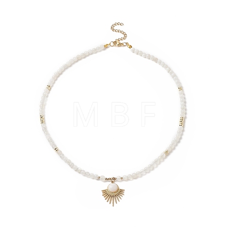 Natural White Moonstone Beaded Necklaces NJEW-JN04226-03-1