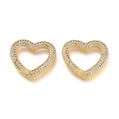Brass Micro Pave Cubic Zirconia Spring Gate Rings KK-M206-05G-02-1