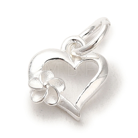 925 Sterling Silver Heart with Flower Charms STER-K180-10S-1