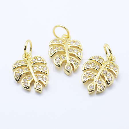 Brass Micro Pave Cubic Zirconia Charms X-KK-P133-04G-NR-1