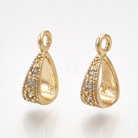 Brass Cubic Zirconia Tube Bails X-KK-S350-380G-1