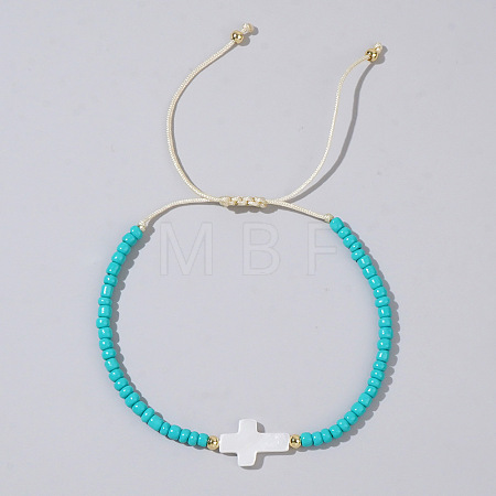 Glass Seed Beads & Brass Braided Beaded Bracelets LS-TV0952-5-1