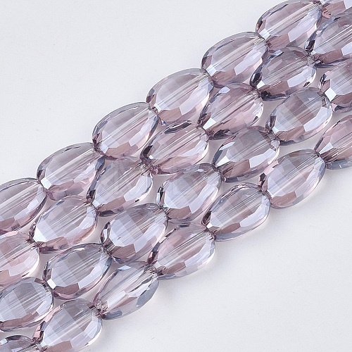 Electroplate Transparent Glass Beads Strands EGLA-T020-05A-1