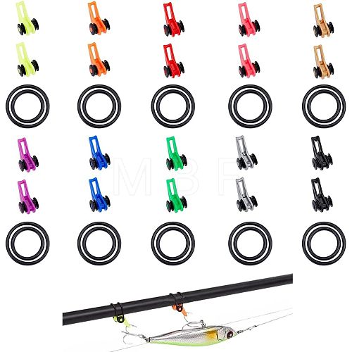 50 Sets 10 Colors Plastic & Silicone O-Rings Fishing Rod Pole Hook Keeper Sets FIND-FH0003-26-1