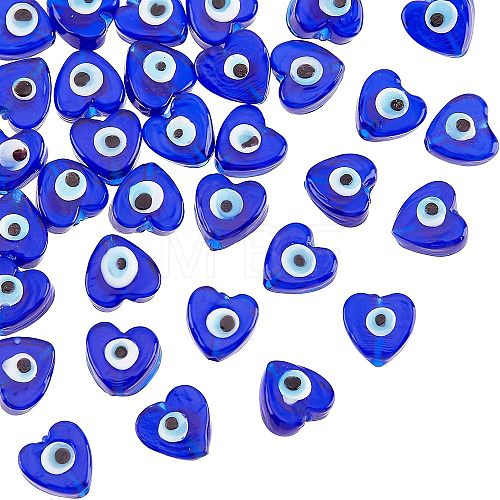  Handmade Evil Eye Lampwork Beads Strands LAMP-NB0001-63-1