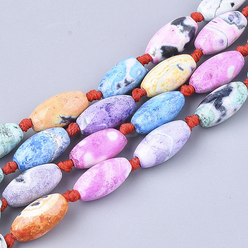 Natural Fire Crackle Agate Beads Strands G-T118-78-1