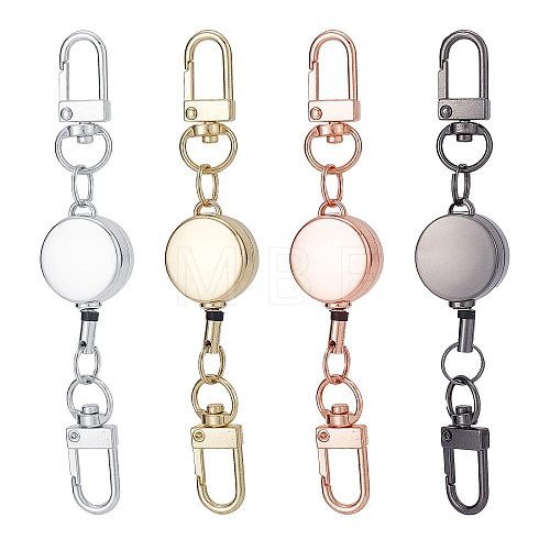 4Pcs 4 Colors Heavy Duty Alloy Retractable Keychain Clasps FIND-SC0004-32-1