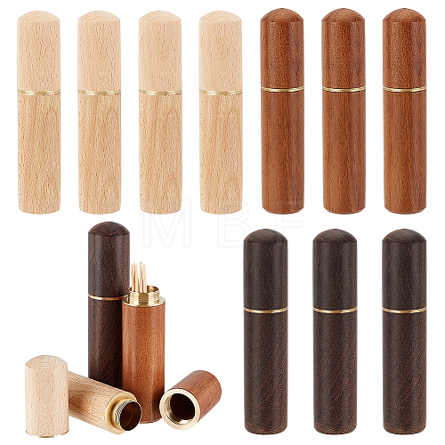 AHADERMAKER 10Pcs 3 Styles Wooden Sewing Needle Holder Storage Case WOOD-GA0001-55-1