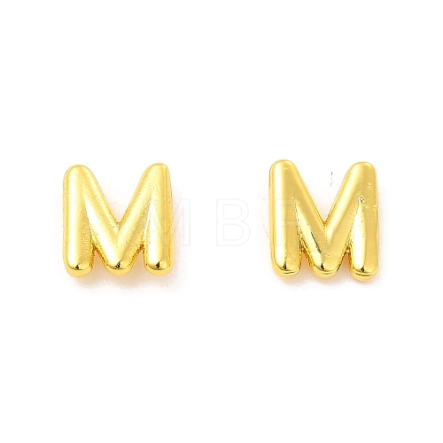 Brass Hollow Out Initial Letter Stud Earrings for Women EJEW-A044-01G-M-1