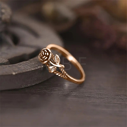 Alloy Rose Finger Rings WG6B24B-09-1