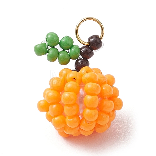 Handmade Glass Seed Beaded Apple Pendants PALLOY-MZ00483-05-1