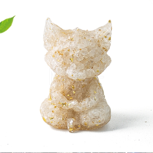 Resin Carved Meditation Fox Statue Home Decoration PW-WG3BA60-07-1