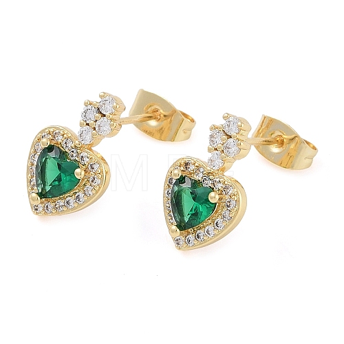 Brass Micro Pave Clear Cubic Zirconia Studs Earring for Women EJEW-S225-16G-1