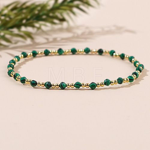 Natural Malachite Beads Stretch Bracelets for Women Men AK7543-2-1