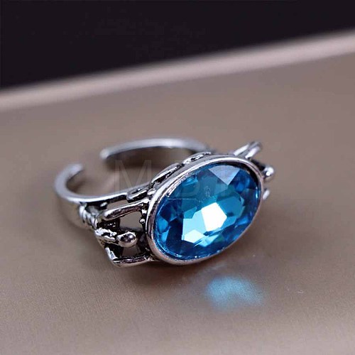 Men's Fashion Faceted Glass Ring Zinc Alloy Hip-hop Ring WA6596-2-1