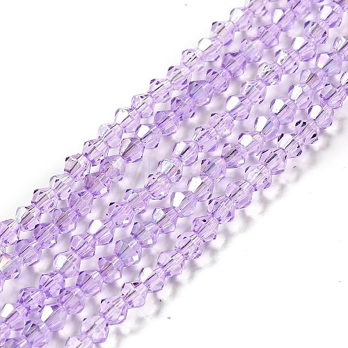 Transparent Electroplate Glass Beads Strands EGLA-S056-4mm-23-1