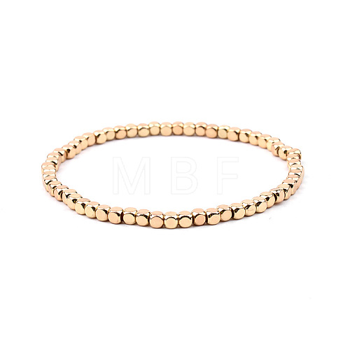 Gold-tone Miyuki Elastic Crystal Beaded Bracelet with Acrylic Tube Beads ST1647267-1