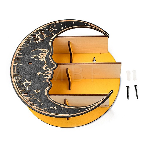 Wooden Crescent Moon Shelf for Crystals WICR-PW0004-001C-1