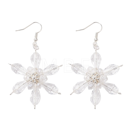 Christmas Snowflake Glass Dangle Earrings EJEW-TA00507-1