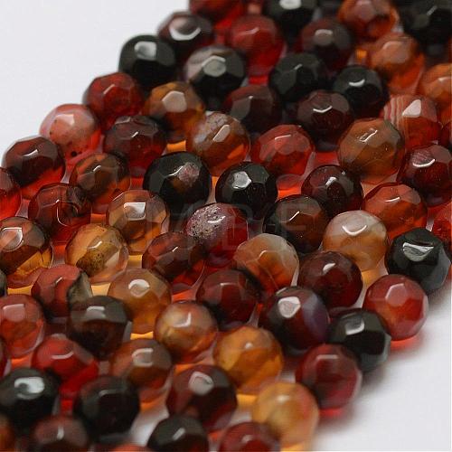 Faceted Natural Agate Beads Strands G-F447-4mm-C02-1