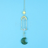 Malachite Moon Sun Catcher Hanging Ornaments HJEW-PW0002-11G-1