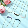 Natural Mixed Gemstone Column Round Beaded Pendant 304 Stainless Steel Cable Chains Necklaces for Women NJEW-JN06094-1