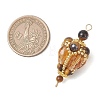Bohemian Natural Tiger Eye Round with Glass Beaded Teardrop Links Connector Charms PALLOY-MZ01227-01-2
