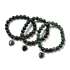 8.5mm Round Natural Moss Agate Beaded Stretch Bracelets BJEW-C074-01P-1