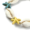Natural Shell & Starfish Synthetic Turquoise Braided Bead Bracelet BJEW-TA00355-2