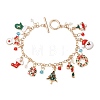 Christmas Alloy Enamel Charm Bracelets BJEW-H634-01B-KCG-2