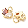 Valentine's Day Brass Micro Pave Orange Red Cubic Zirconia Charms CU-E003-17G-G-2