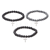 3Pcs Natural & Synthetic Mixed Gemstone Beads Stretch Bracelets BJEW-JB13252-1