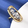 304 Stainless Steel Micro Pave Cubic Zirconia Open Cuff Rings for Women RJEW-K258-12A-G-2