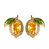Lemon Brass Cubic Zirconia Stud Earrings FS-WGF100C-02-3