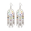 Alloy Woven Net/Web with Feather Chandelier Earrings with Glass Beaded EJEW-TA00159-1