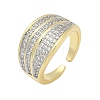 Brass Micro Pave Cubic Zirconia Open Cuff Ring for Women RJEW-F177-03GP-08-2