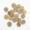 Flat Round Carved Word Luck Tibetan Style Message Charms X-TIBEP-A123975-AB-FF-1