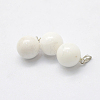 Round Natural White Jade Pendants G-Q434-11-2