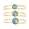 3Pcs 3 Styles Natural Abalone Shell 304 Stainless Steel Open Cuff Bangle Sets with Enamel BJEW-JB14413-01-3