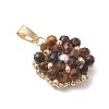 Natural Tiger Eye Faceted Round Cluster Flower Pendants PALLOY-MZ01197-03-3
