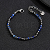 Natural Lapis Lazuli Heishi Beaded Bracelets with 201 Stainless Steel End Chains OQ4301-2-1