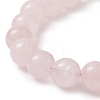 Natural Rose Quartz Heart Beaded Bracelet with Alloy Flower Clasps for Women BJEW-TA00248-3