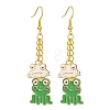 Alloy Enamel Frog Dangle Earrings with Iron Earring Pins for Women EJEW-JE05421-01-1