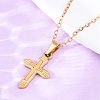 Cross 304 Stainless Steel Pendant Necklaces NJEW-H059-10G-2