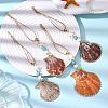 Electroplate Sea Shell Pendant Decorations HJEW-JM04567-1