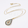 Brass Micro Pave Cubic Zirconia Pendant Necklaces NJEW-E111-64G-1