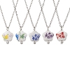 Handmade Printed Porcelain Flower Pendant Brass Cable Chain Necklaces for Women NJEW-JN05746-2