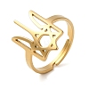 Star of David 304 Stainless Steel Adjustable Rings for Unisex RJEW-F163-03G-1